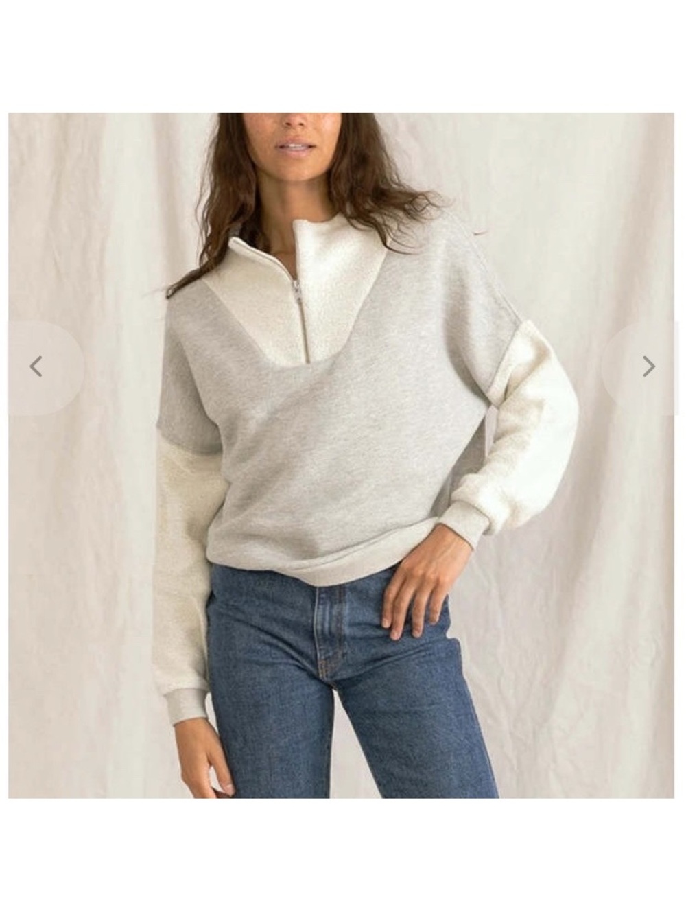PerfectWhiteTee Tyra Fleece 1/4 Zip Pullover in Heather Grey Women’s Small